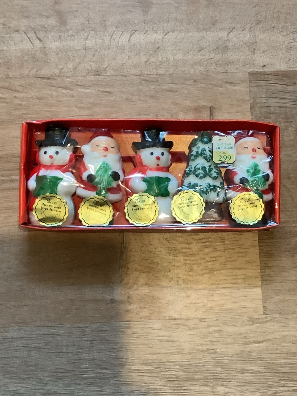 VTG K-Mart Christmas Candle Set 5-Piece Santa Snowman Tree Original Packaging